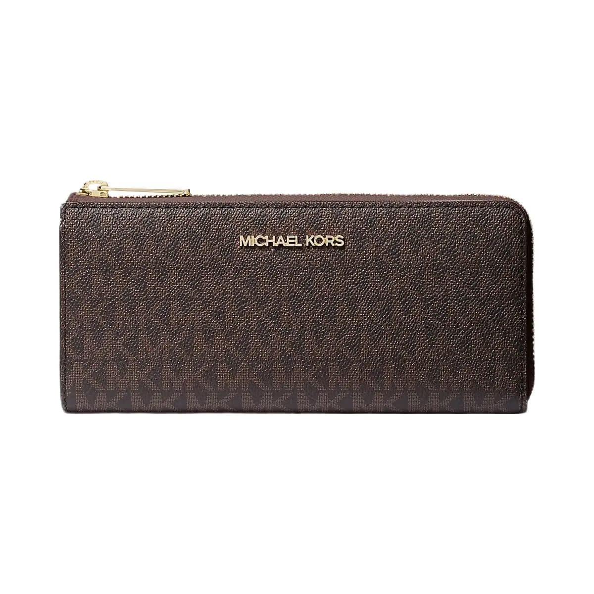 Michael Kors Jet Set Travel Large Logo Quarter-Zip Wallet Brown