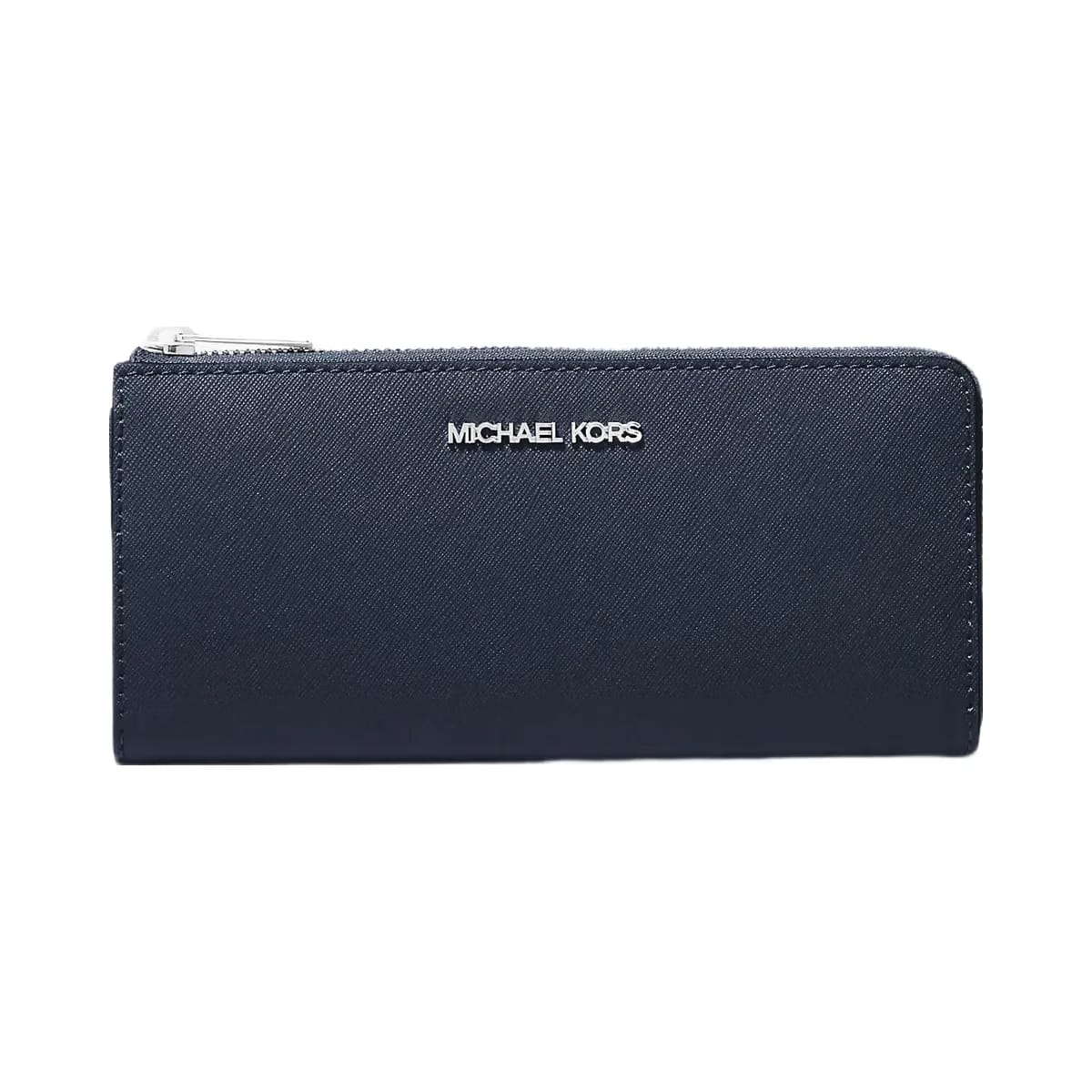 Michael Kors Jet Set Travel Large Saffiano Leather Quarter-Zip Wallet Navy
