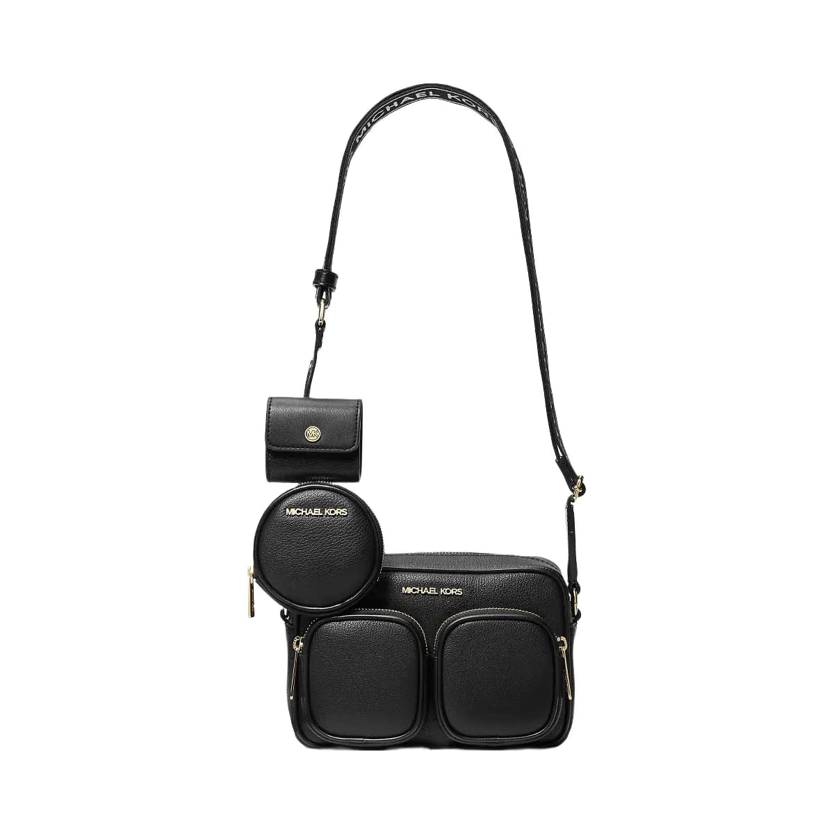 Michael Kors Jet Set Travel Medium Leather Messenger Bag Black