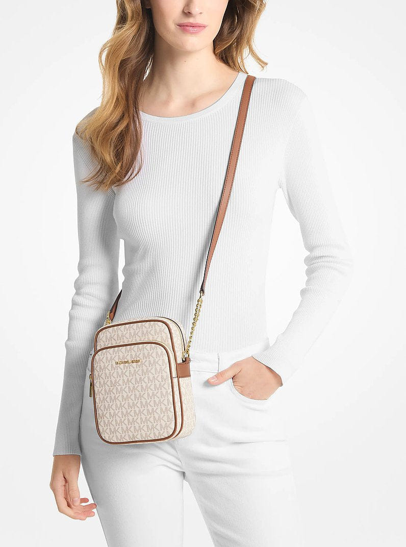 Michael Kors Jet Set Travel Medium Logo Crossbody Bag Vanilla