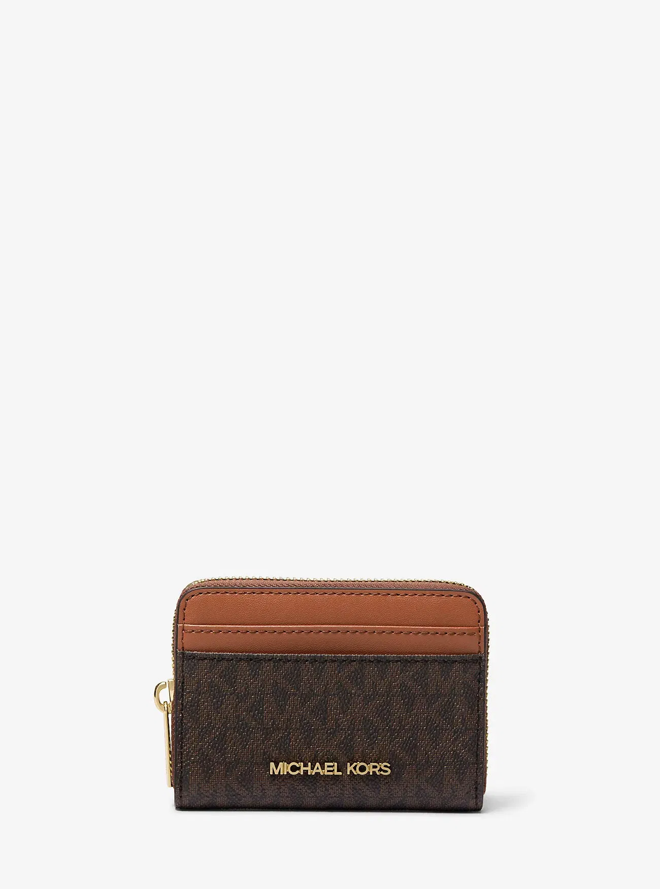 Michael Kors Jet Set Travel Medium Logo Zip-Around Card Case Brown