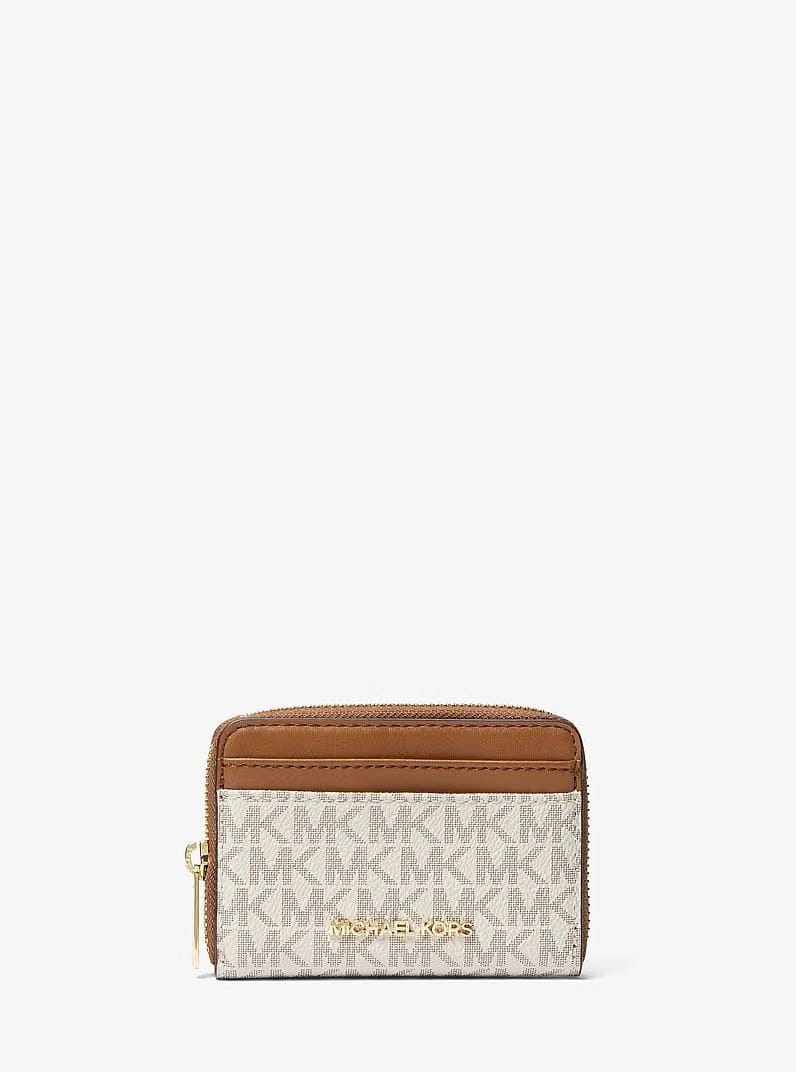 Michael Kors Jet Set Travel Medium Logo Zip-Around Card Case Vanilla