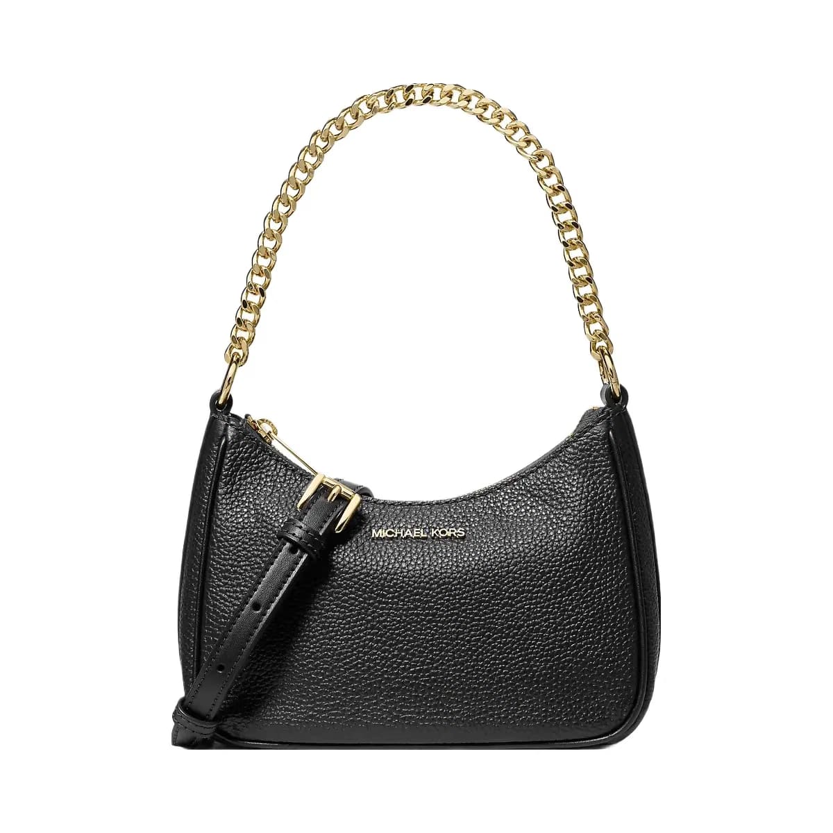 Michael Kors Jet Set Travel Pebbled Leather Convertible Crossbody Bag Black