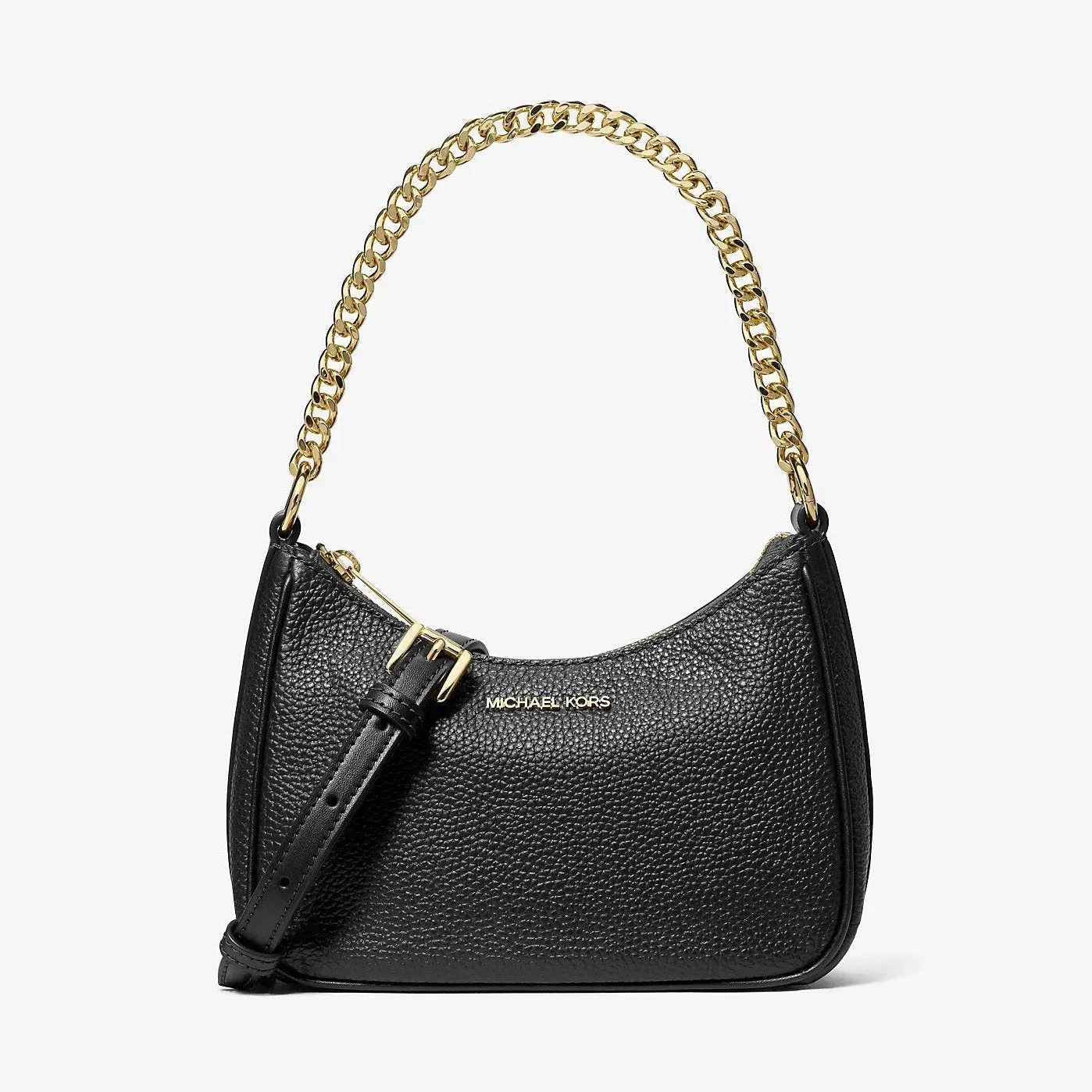 Michael Kors Jet Set Travel Pebbled Leather Convertible Crossbody Bag Black