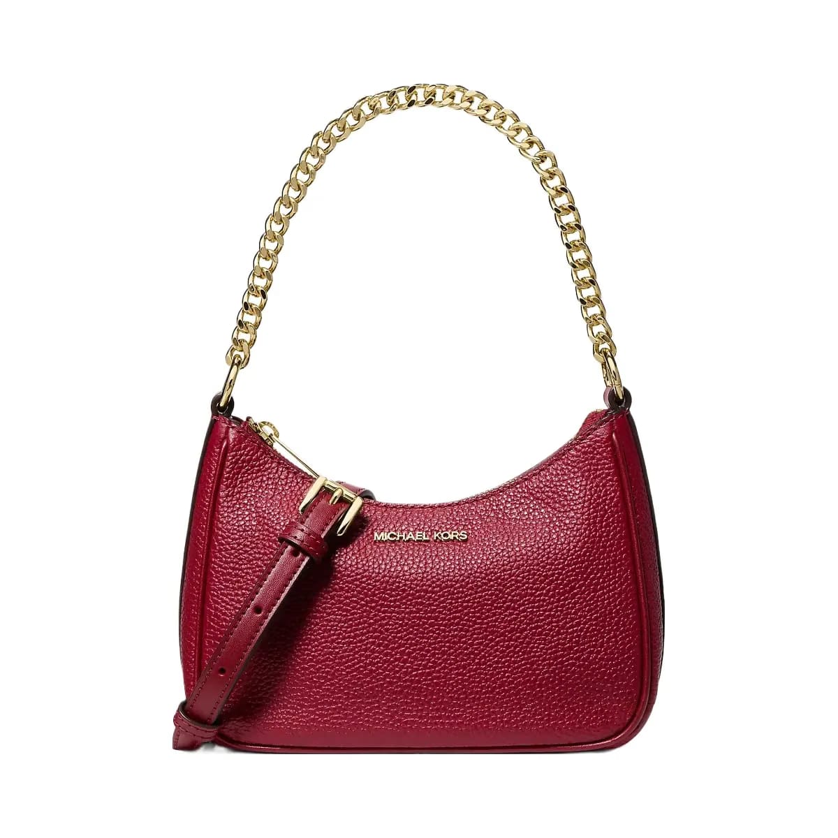 Michael Kors Jet Set Travel Pebbled Leather Convertible Crossbody Bag Cherry