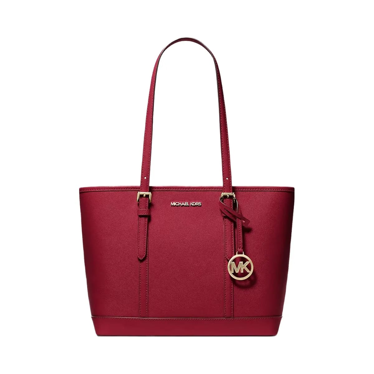Michael Kors Jet Set Travel Small Saffiano Leather Top-Zip Tote Bag Cherry