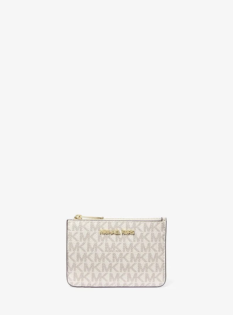 Michael Kors Jet Set Travel Small Signature Logo Coin Purse Vanilla