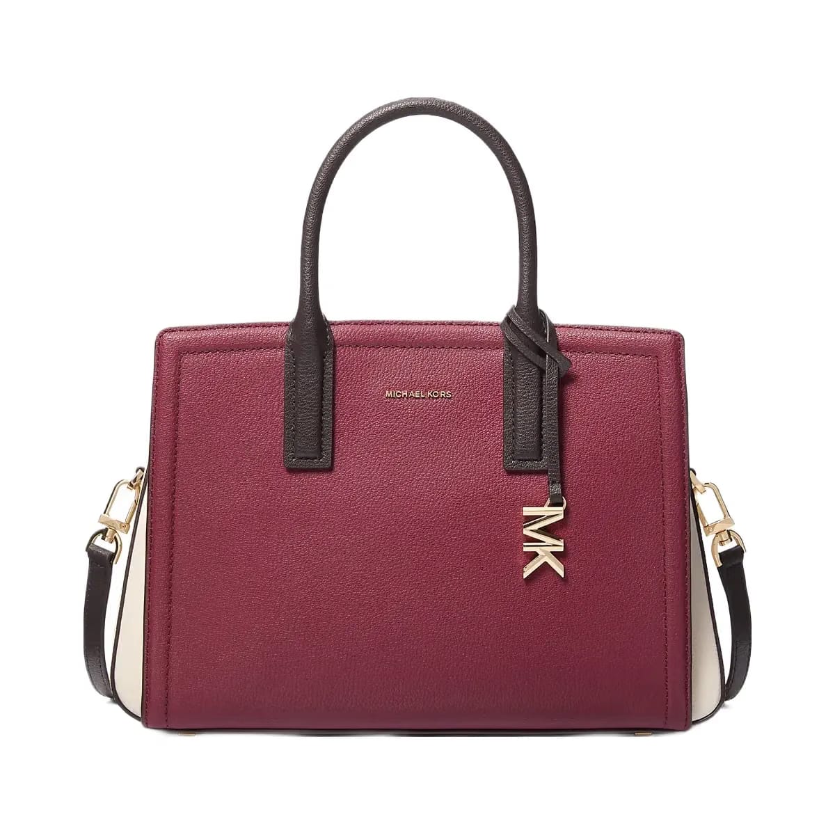Michael Kors Laila Medium Color-Block Pebbled Leather Satchel Mulberry Mlt