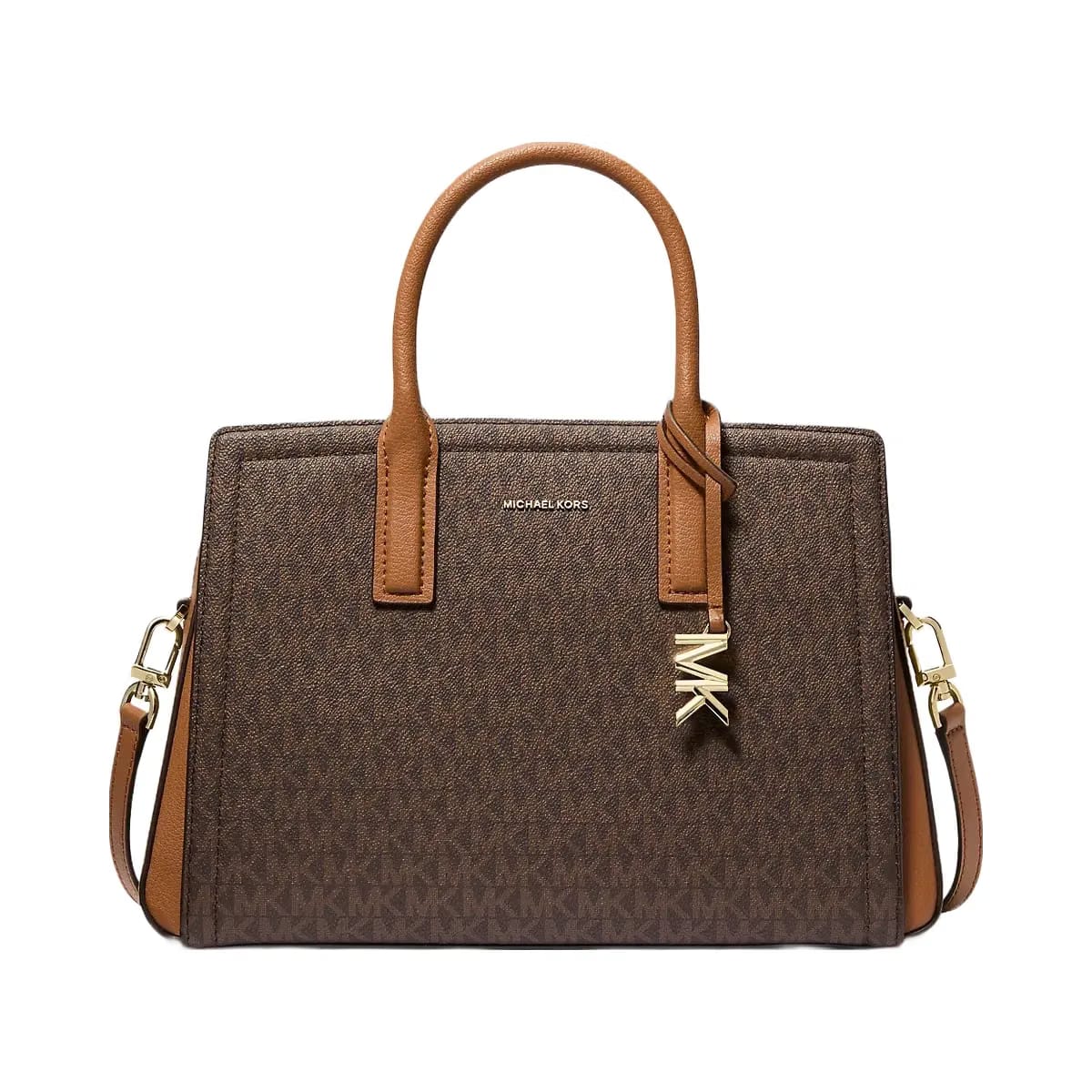 Michael Kors Laila Medium Signature Logo Satchel Brn-Acorn