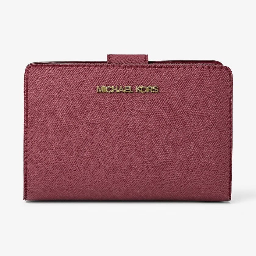 Michael Kors Medium Crossgrain Leather Wallet Cherry