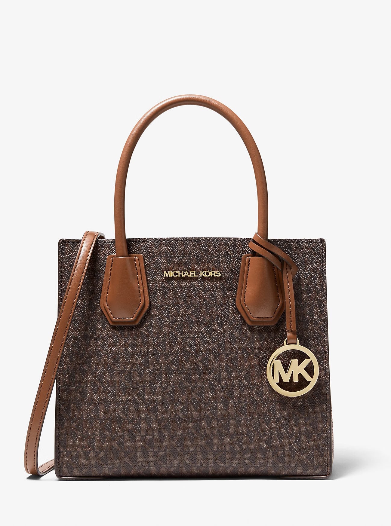 Michael Kors Mercer Medium Logo and Leather Accordion Crossbody Bag Brown – image 4 of 5 Michael Kors Mercer Medium Logo and Leather Accordion Crossbody Bag Brown – image 4 of 5