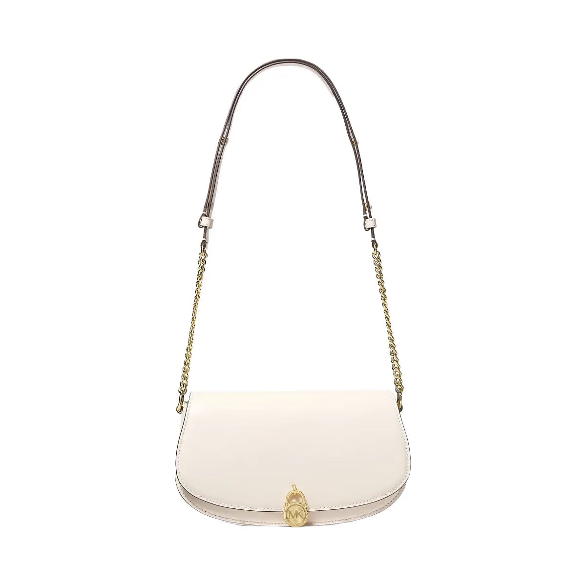 Michael Kors Mila Medium Leather Messenger Bag Lt Cream