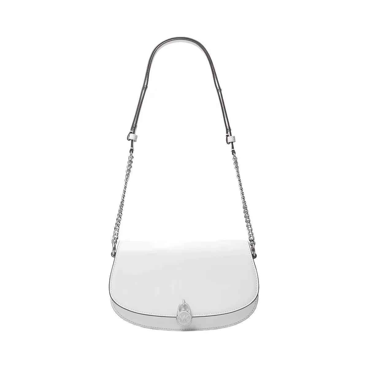 Michael Kors Mila Medium Leather Messenger Bag Optic White