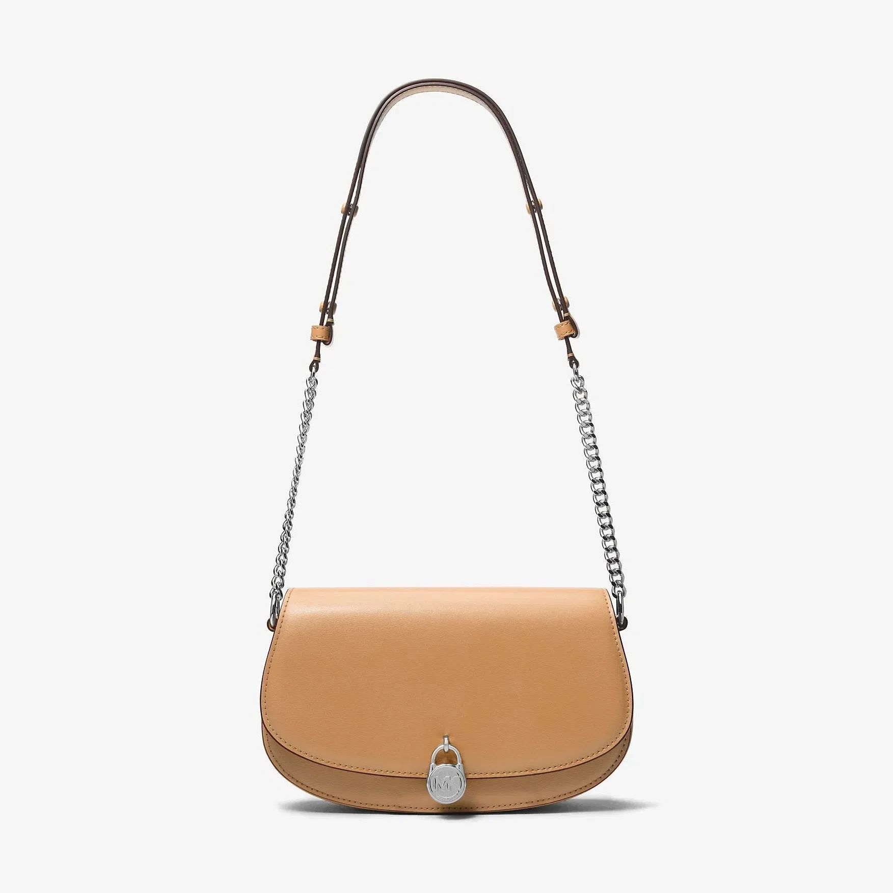 Michael Kors Mila Medium Leather Messenger Bag Peanut