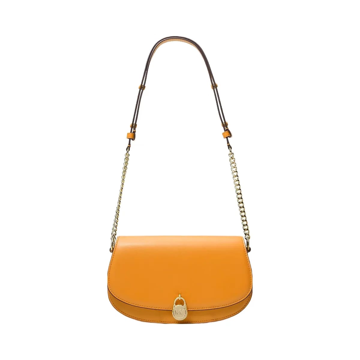 Michael Kors Mila Medium Leather Messenger Bag Pop Orange