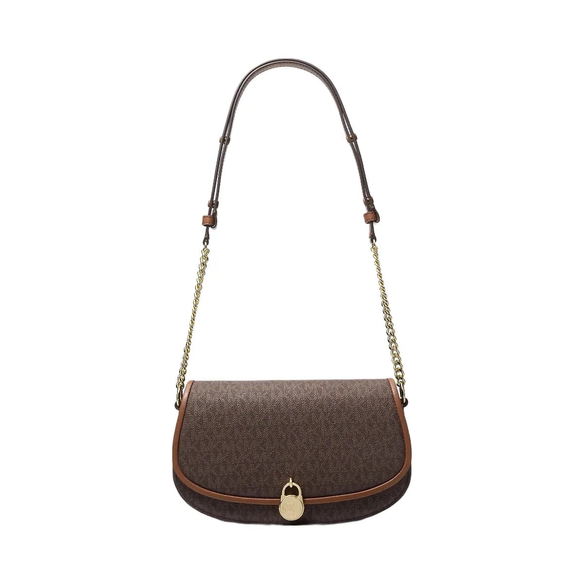 Michael Kors Mila Medium Signature Logo Messenger Bag Brown