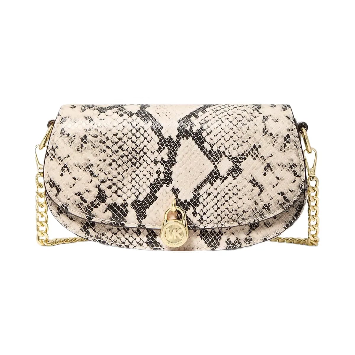 Michael Kors Mila Small Snake Embossed Crossbody Bag Natural