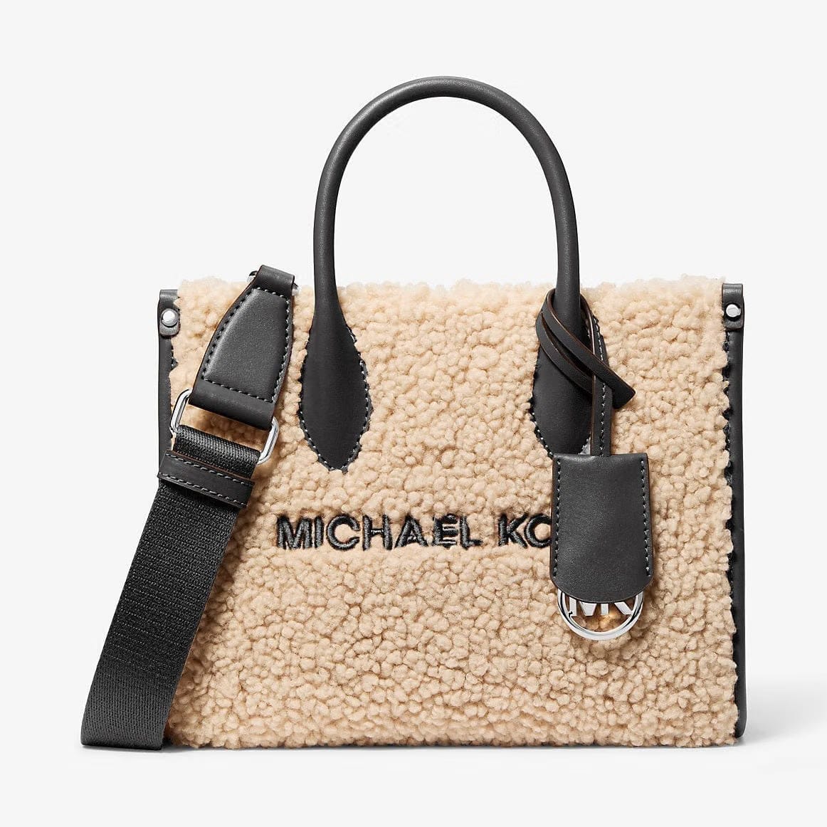 Michael Kors Mirella Small Faux Shearling Crossbody Bag Black