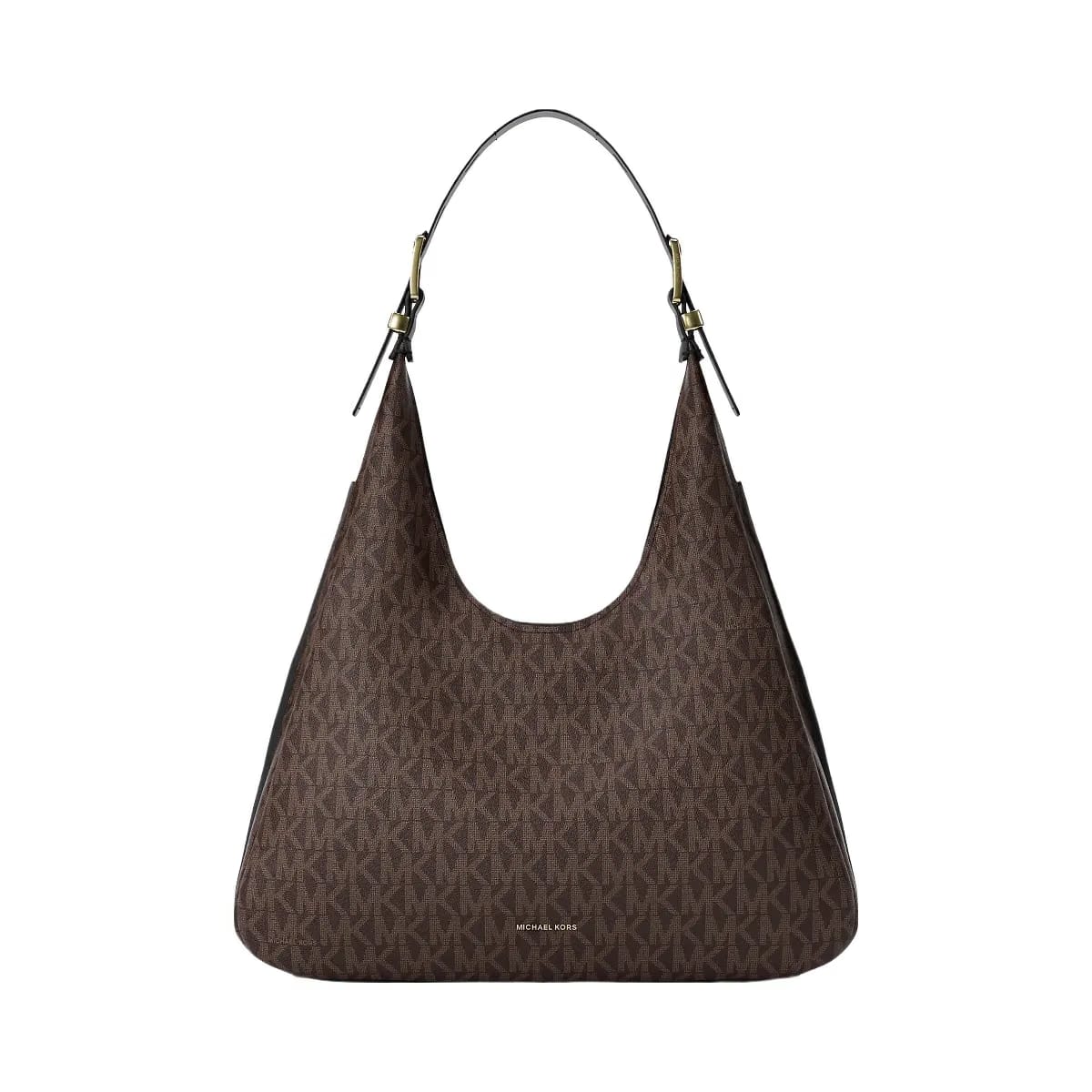 Michael Kors Nolita Large Signature Logo Shoulder Bag Brown-Blk