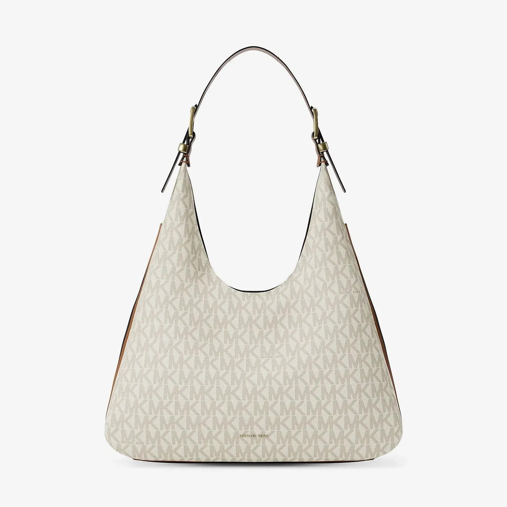 Michael Kors Nolita Large Signature Logo Shoulder Bag Vanilla-Acorn