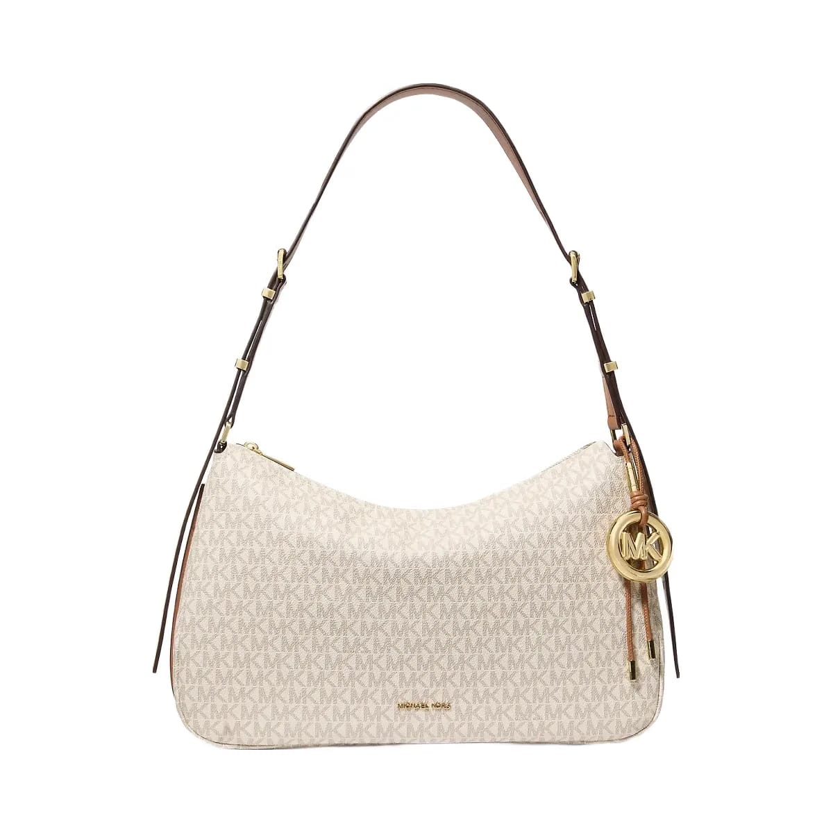 Michael Kors Nolita Medium Signature Logo Shoulder Bag Vanilla-Acorn
