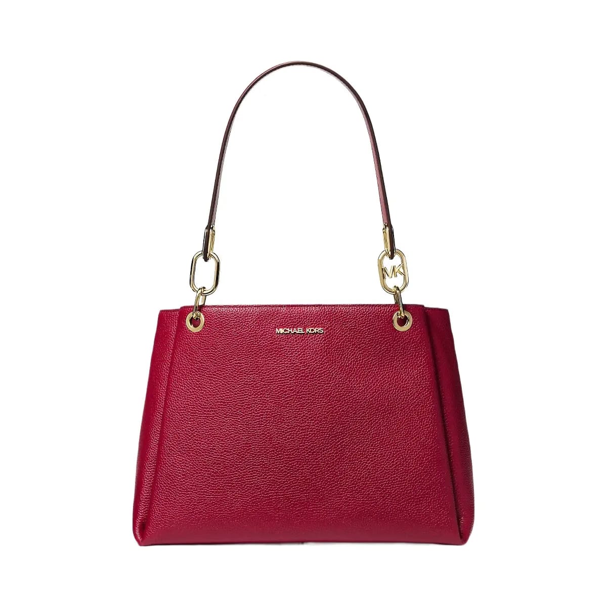 Michael Kors Trisha Large Pebbled Leather Shoulder Bag Cherry