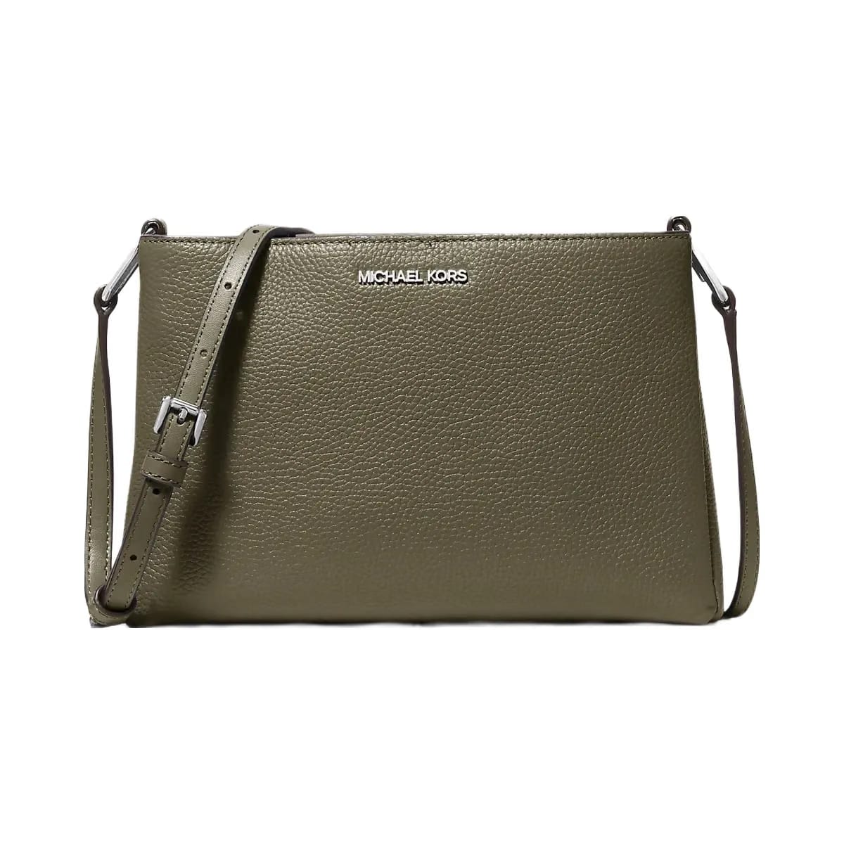 Michael Kors Trisha Medium Pebbled Leather Crossbody Bag Olive