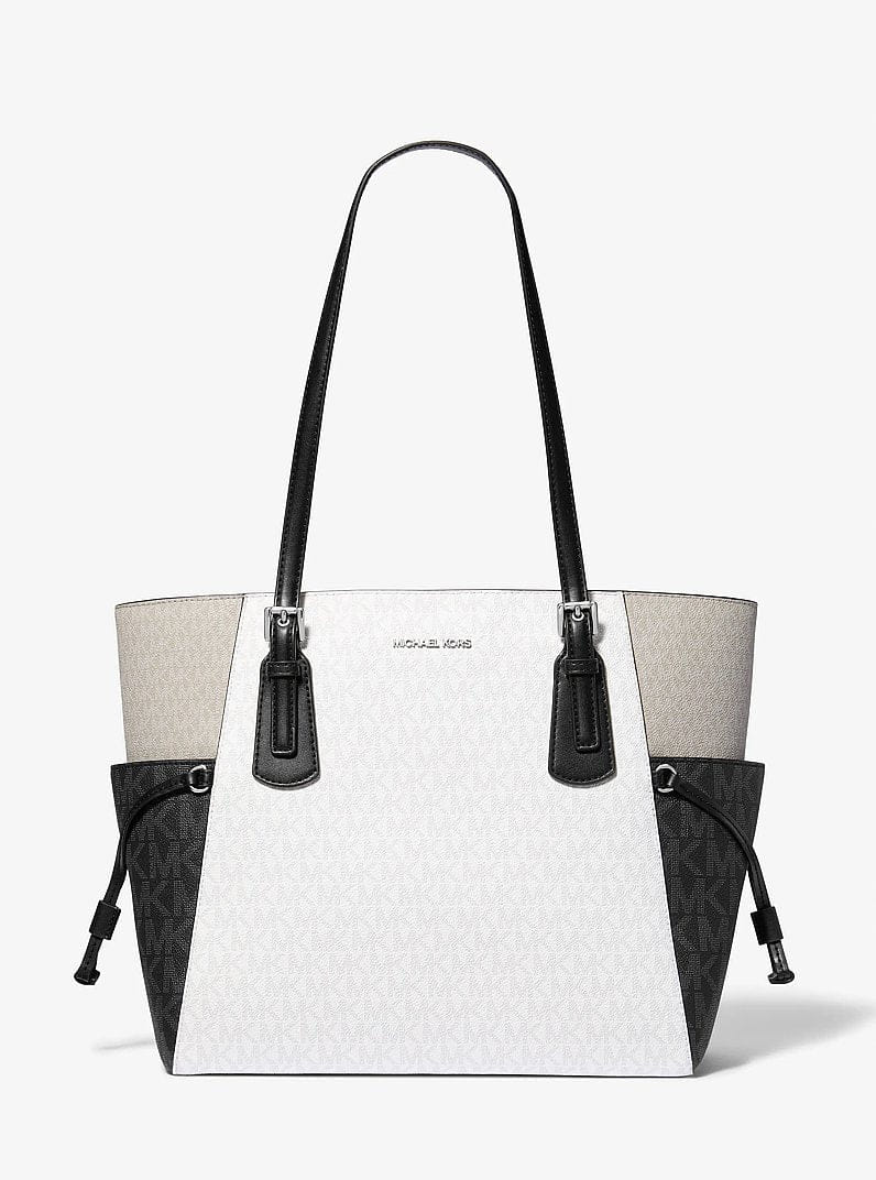 Michael Kors Voyager Large Color-Block Signature Logo Tote Bag Opwht Multi