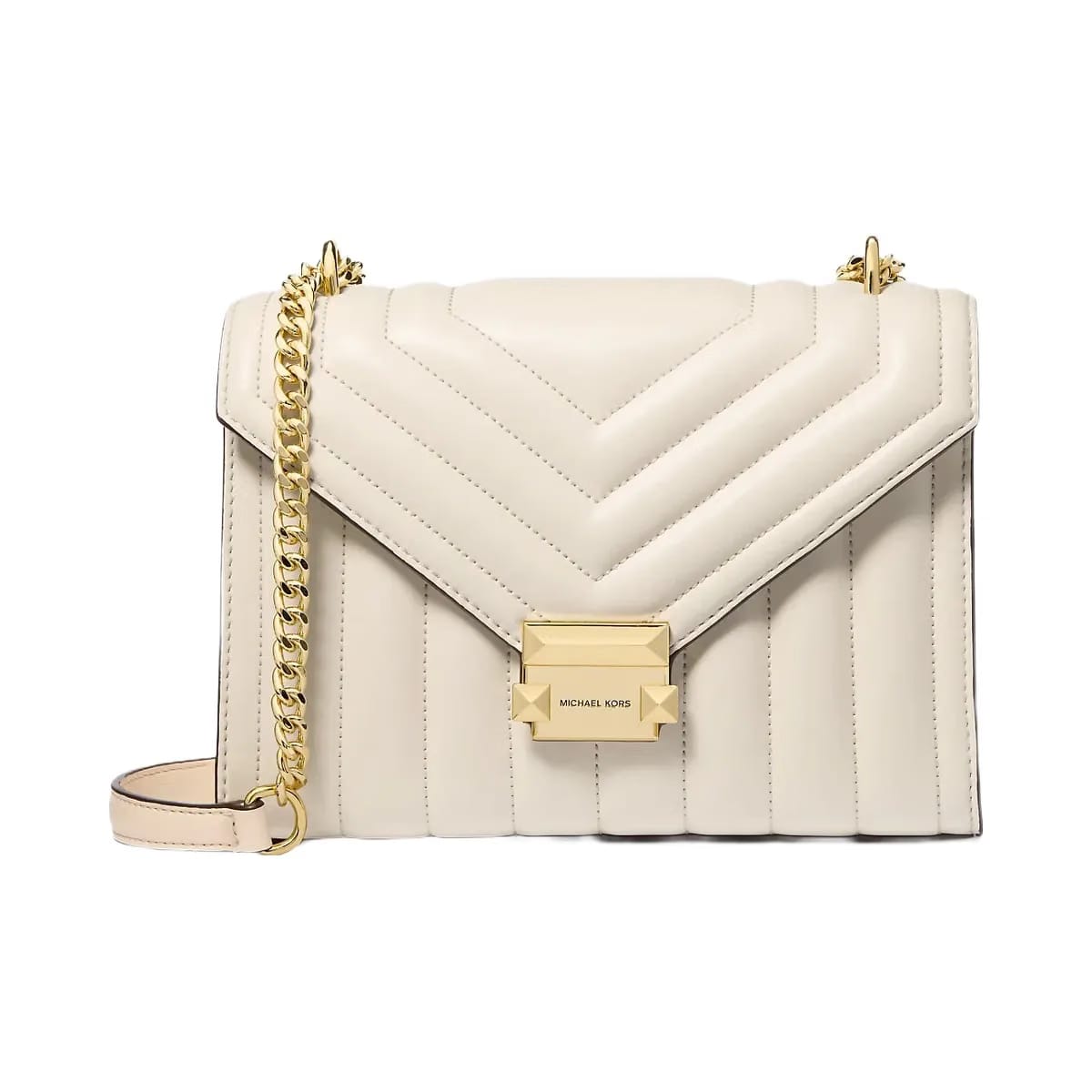 Michael Kors Whitney Medium Quilted Shoulder Bag Lt Cream