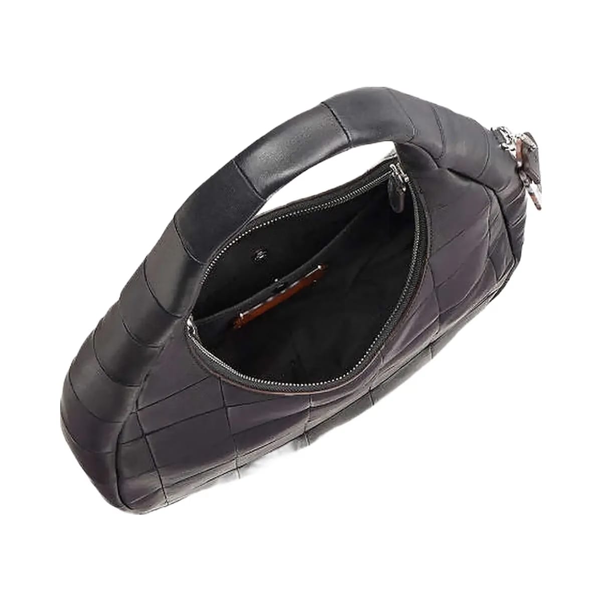Coach Alter/Ego Crescent Shoulder Bag In Checkerboard Upcrafted Leather Black