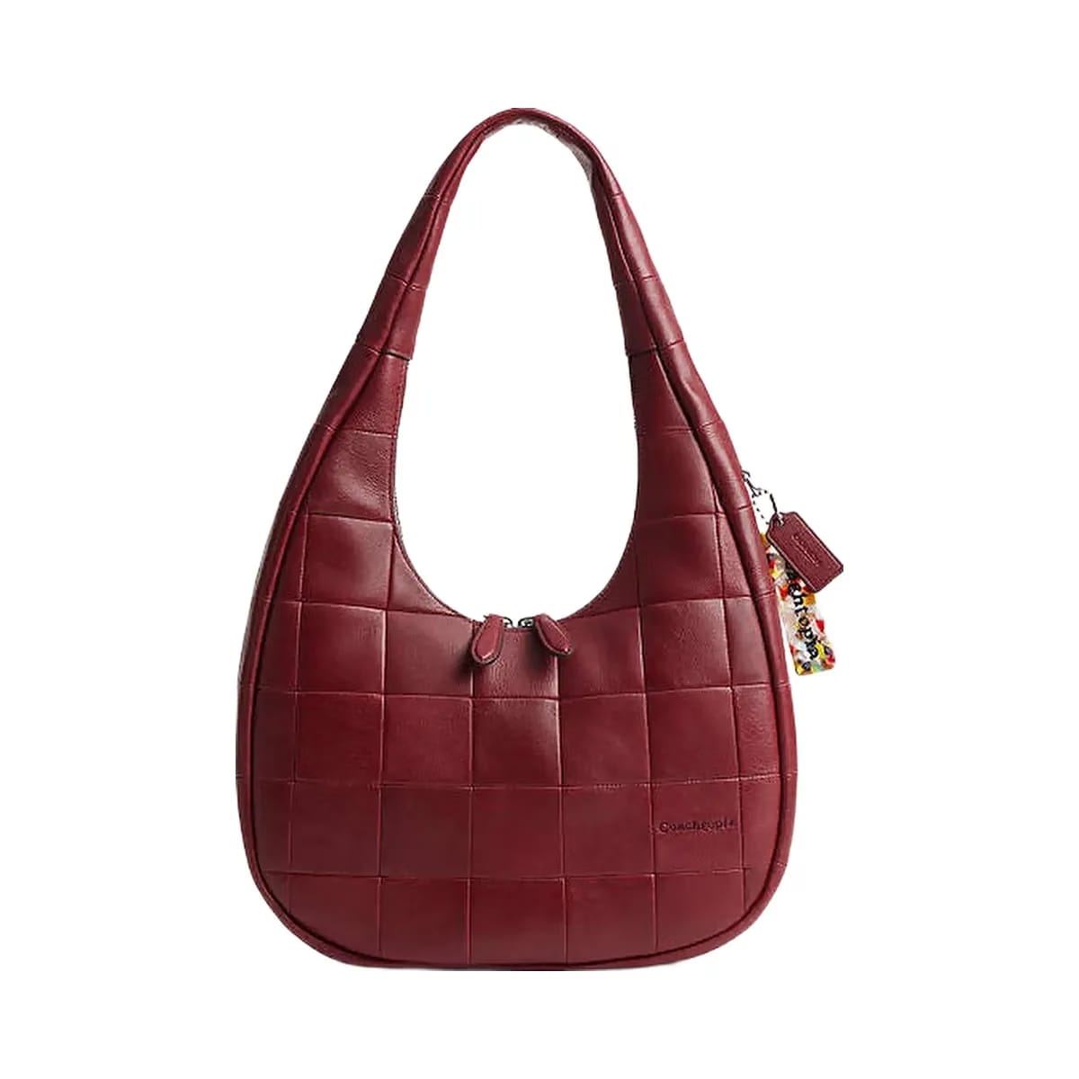 Coach Alter/Ego Crescent Shoulder Bag In Checkerboard Upcrafted Leather Dark Ruby