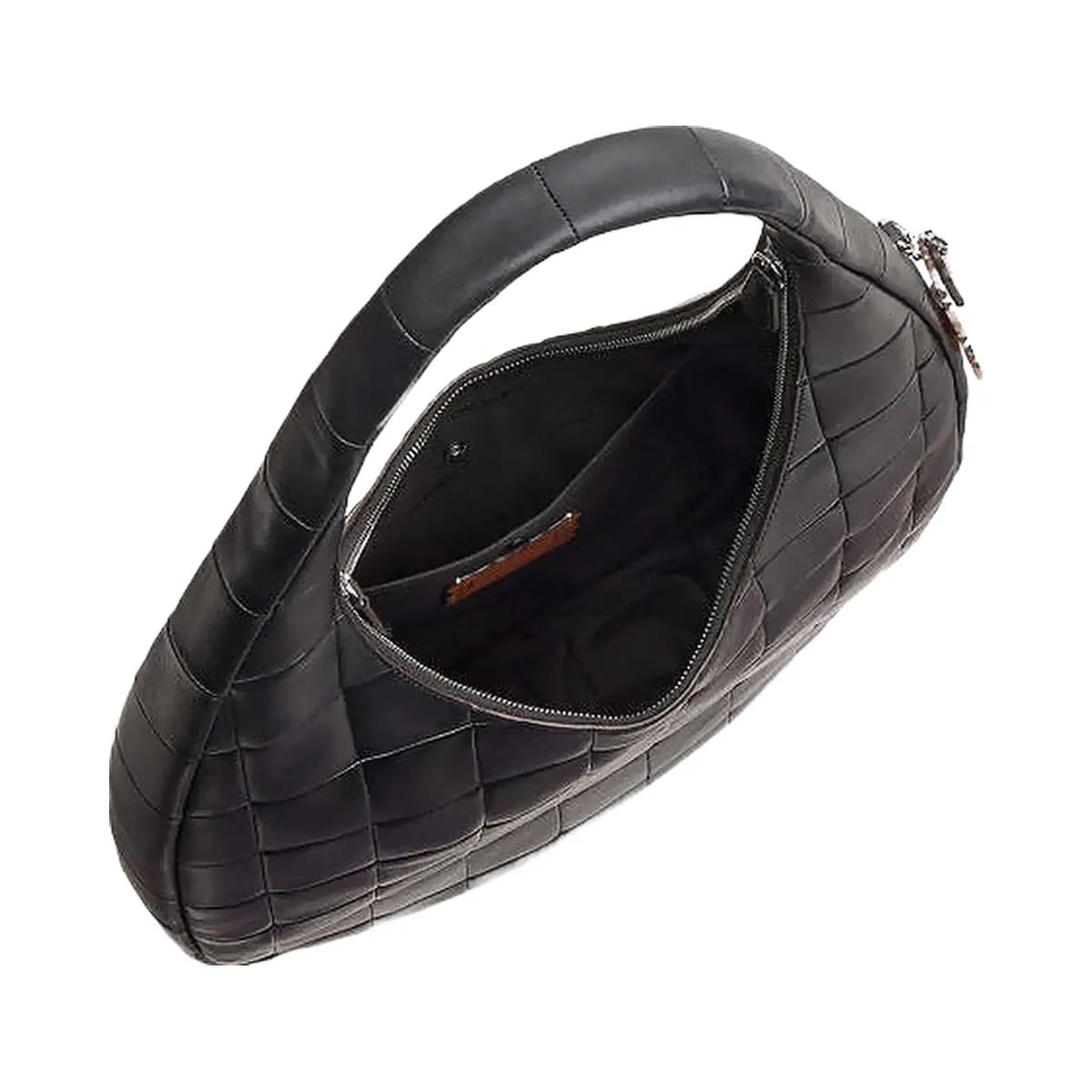Coach Alter/Ego Large Crescent Shoulder Bag In Checkerboard Upcrafted Leather Black