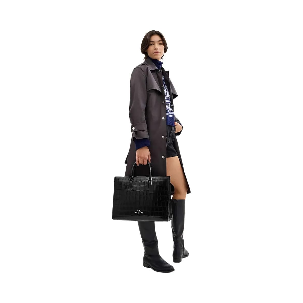 Coach Maggie Tote Bag Silver-Black