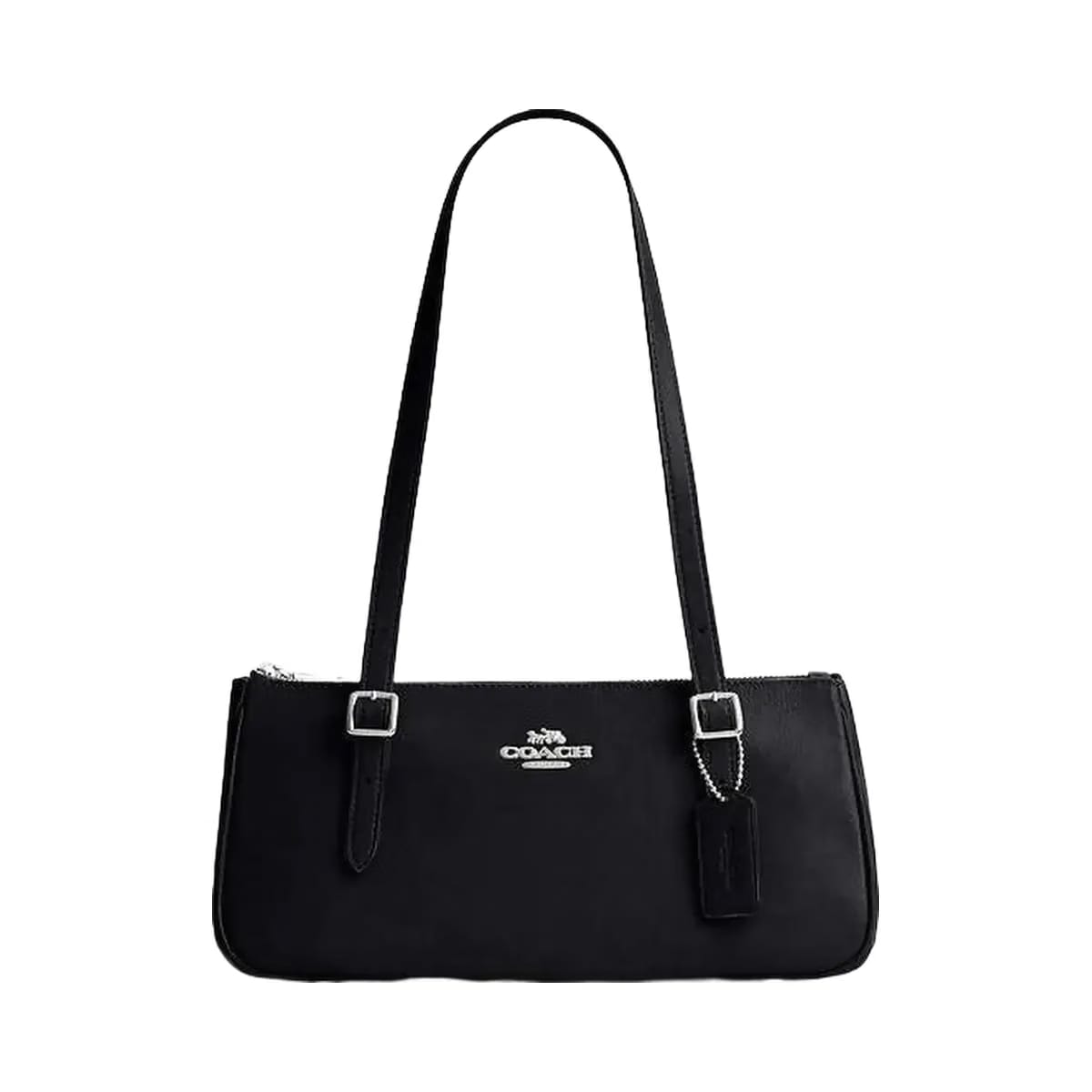Coach Asher Shoulder Bag Glazed Leather-Silver-Black