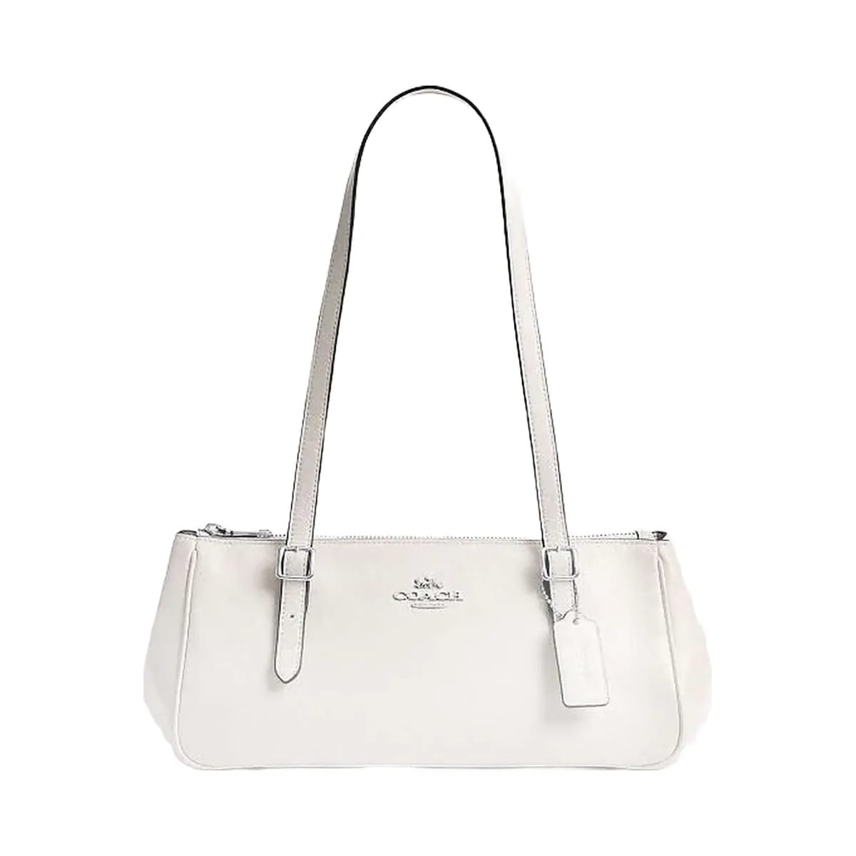 Coach Asher Shoulder Bag Glazed Leather-Silver-Chalk