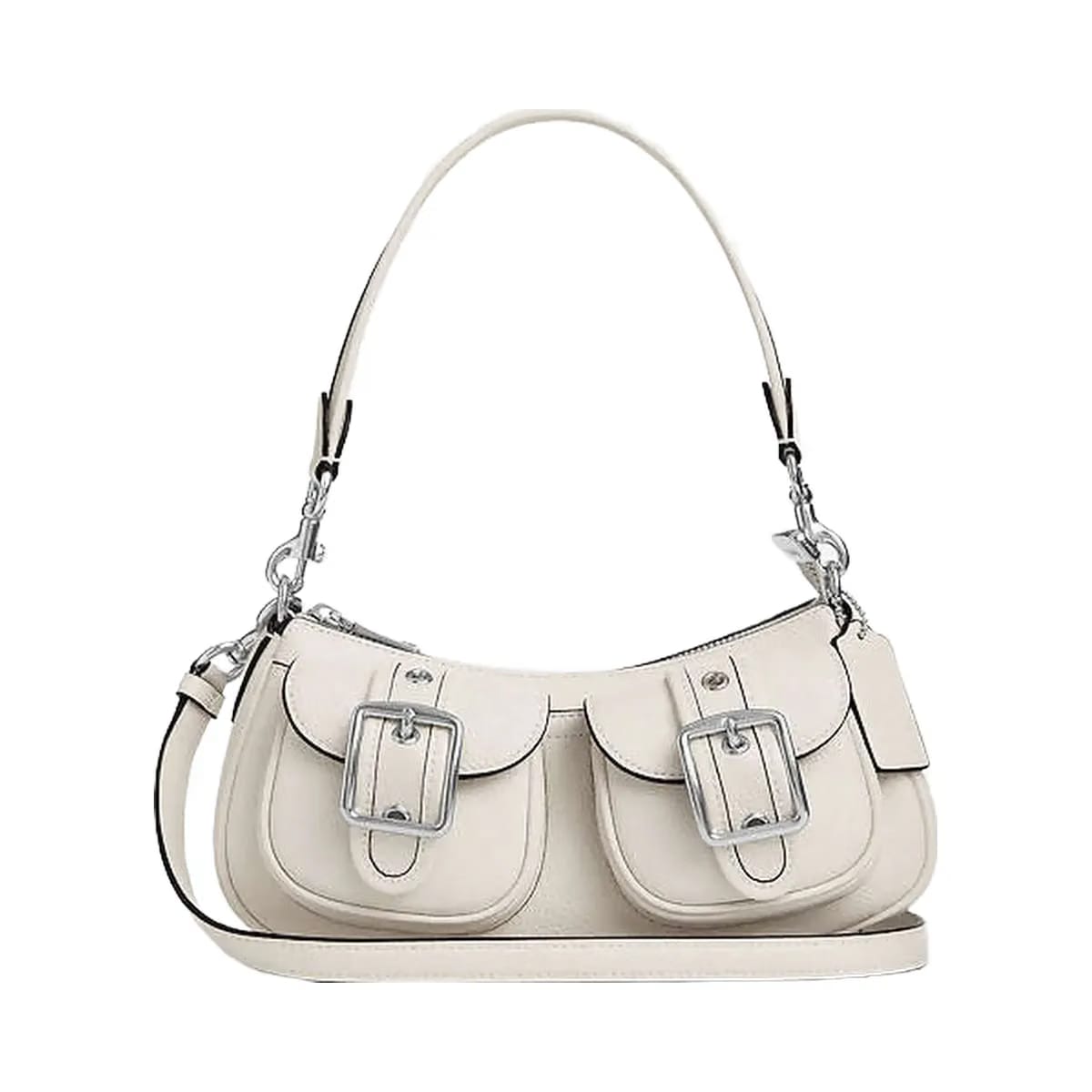 Coach Ashton Bag Pebbled Leather-Silver-Chalk