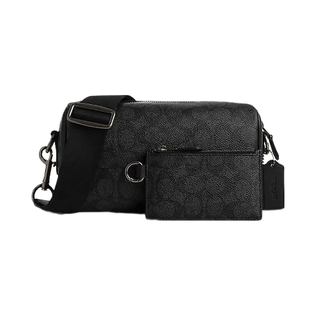 Coach Axel Crossbody Bag In Signature Canvas Signature Canvas-Gunmetal-Charcoal-Black