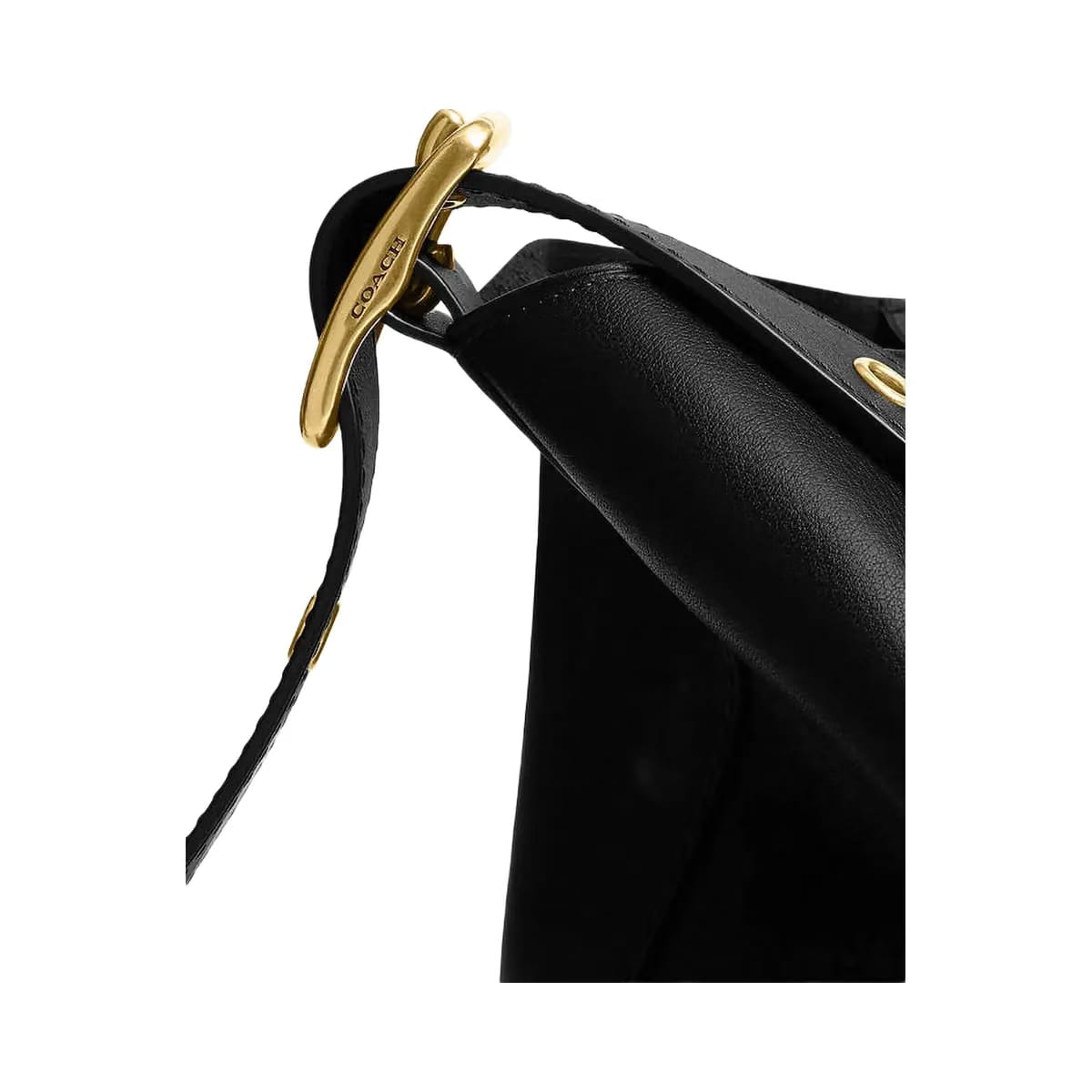 Coach Bleecker Bucket Bag Natural Grain Leather-Brass-Black