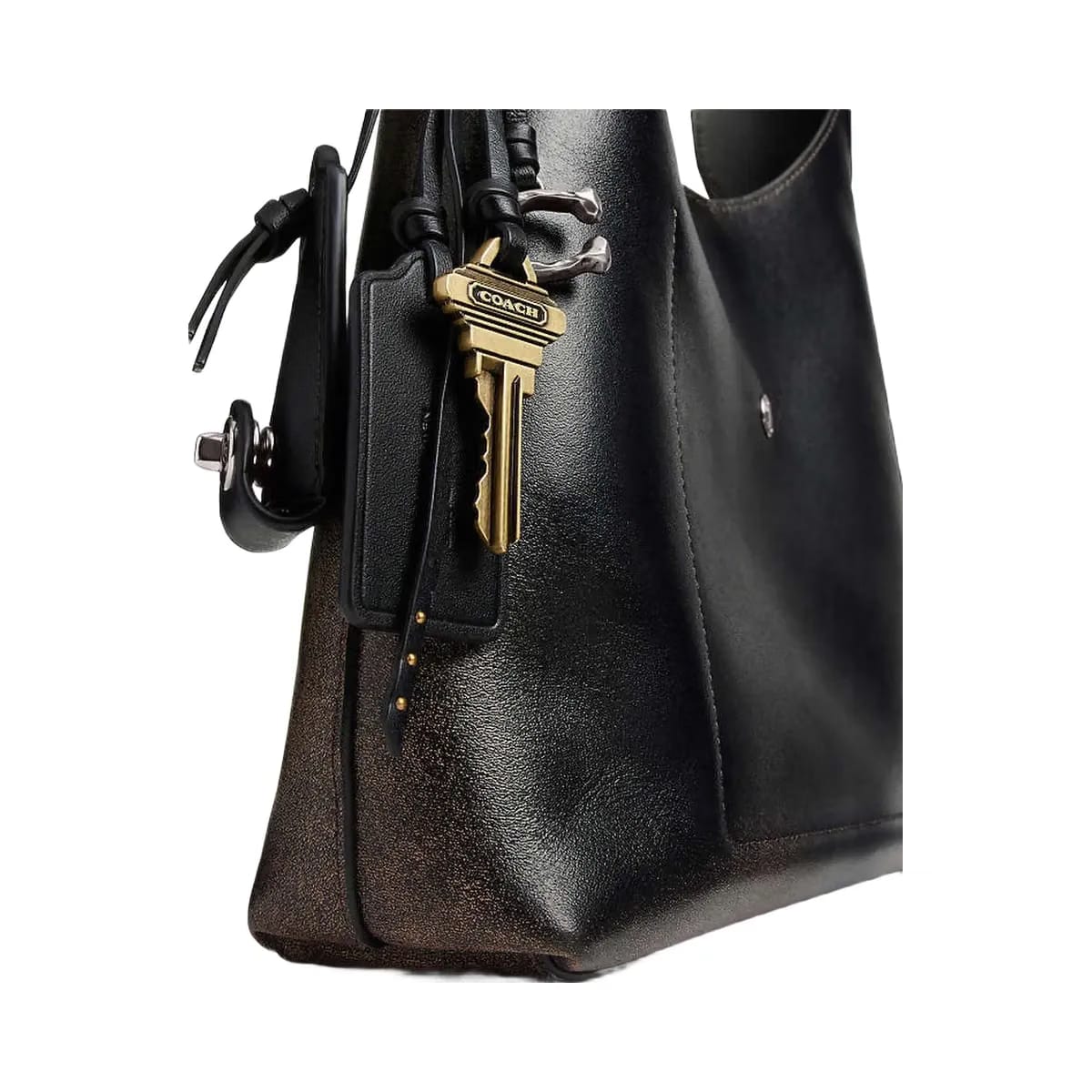 Coach Brooklyn Shoulder Bag 28 In Loved Leather Loved Leather-Silver-Black Brown
