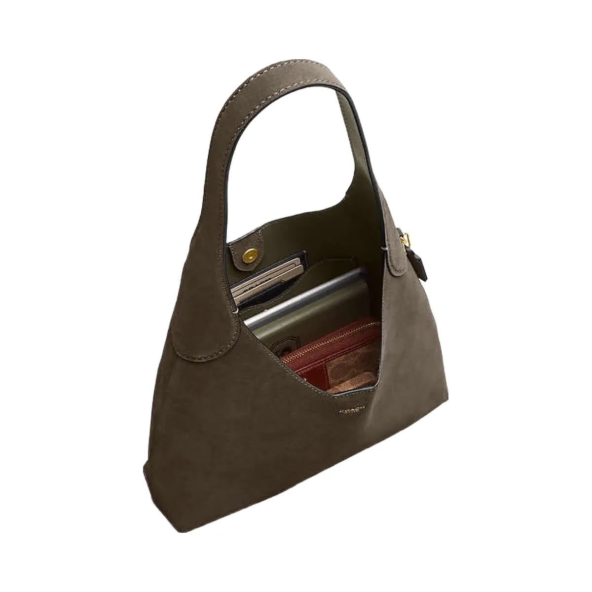 Coach Brooklyn Shoulder Bag 28 Suede-Brass-Olive