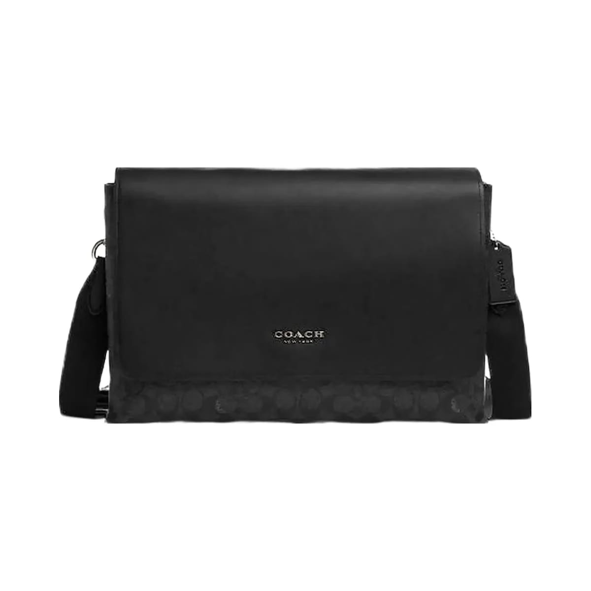 Coach Caleb Messenger Bag In Signature Canvas Signature Canvas-Gunmetal-Charcoal-Black