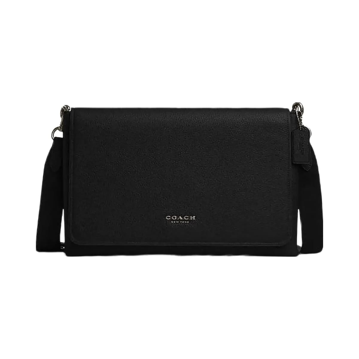Coach Caleb Messenger Bag Pebbled Leather-Gunmetal-Black