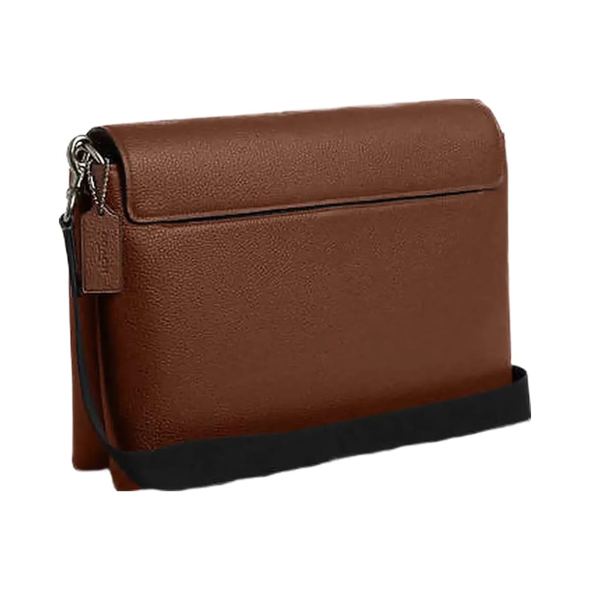 Coach Caleb Messenger Bag Pebbled Leather-Gunmetal-Saddle