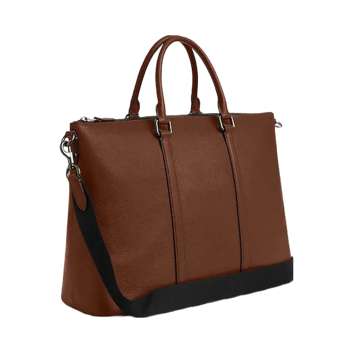 Coach Caleb Work Bag Pebbled Leather-Gunmetal-Saddle