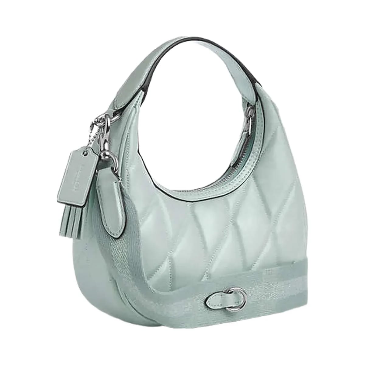 Coach Carmen Mini Crossbody Bag Pearlized Leather-Silver-Green