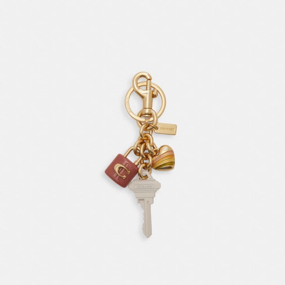Coach Key Cluster Bag Charm Gold-Pink Multi