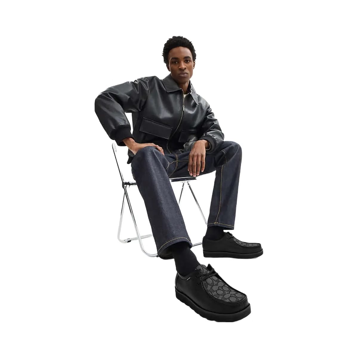 Coach Chukka Shoe With Signature Canvas Charcoal-Black