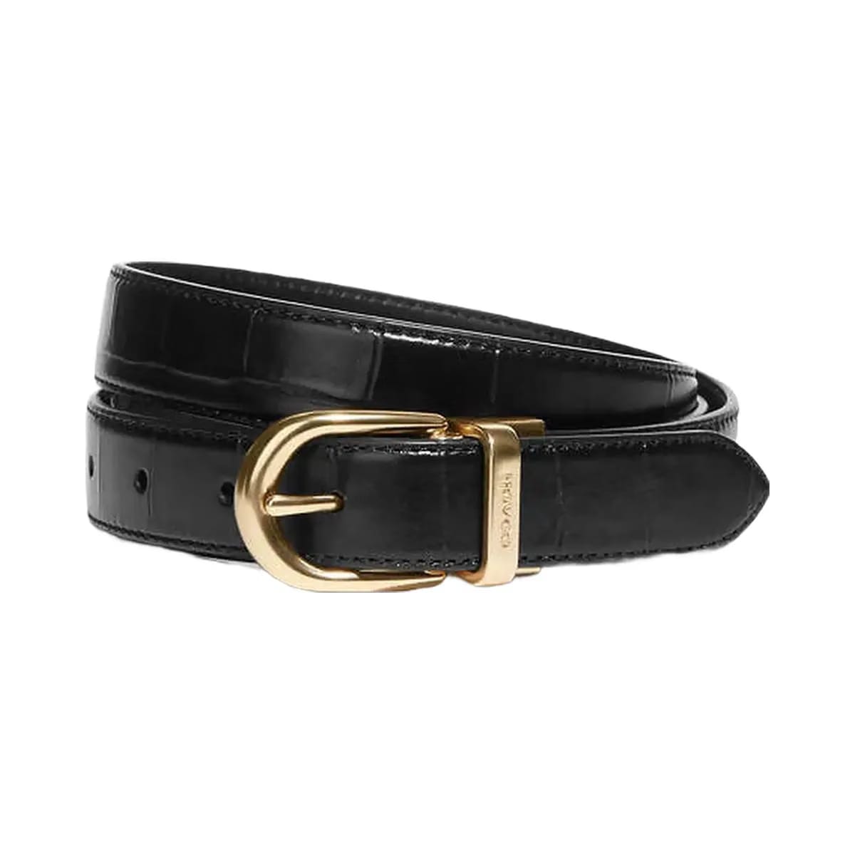 Coach Classic Buckle Cut To Size Reversible Belt, 25 Mm Embossed Crocodile-Gold-Black