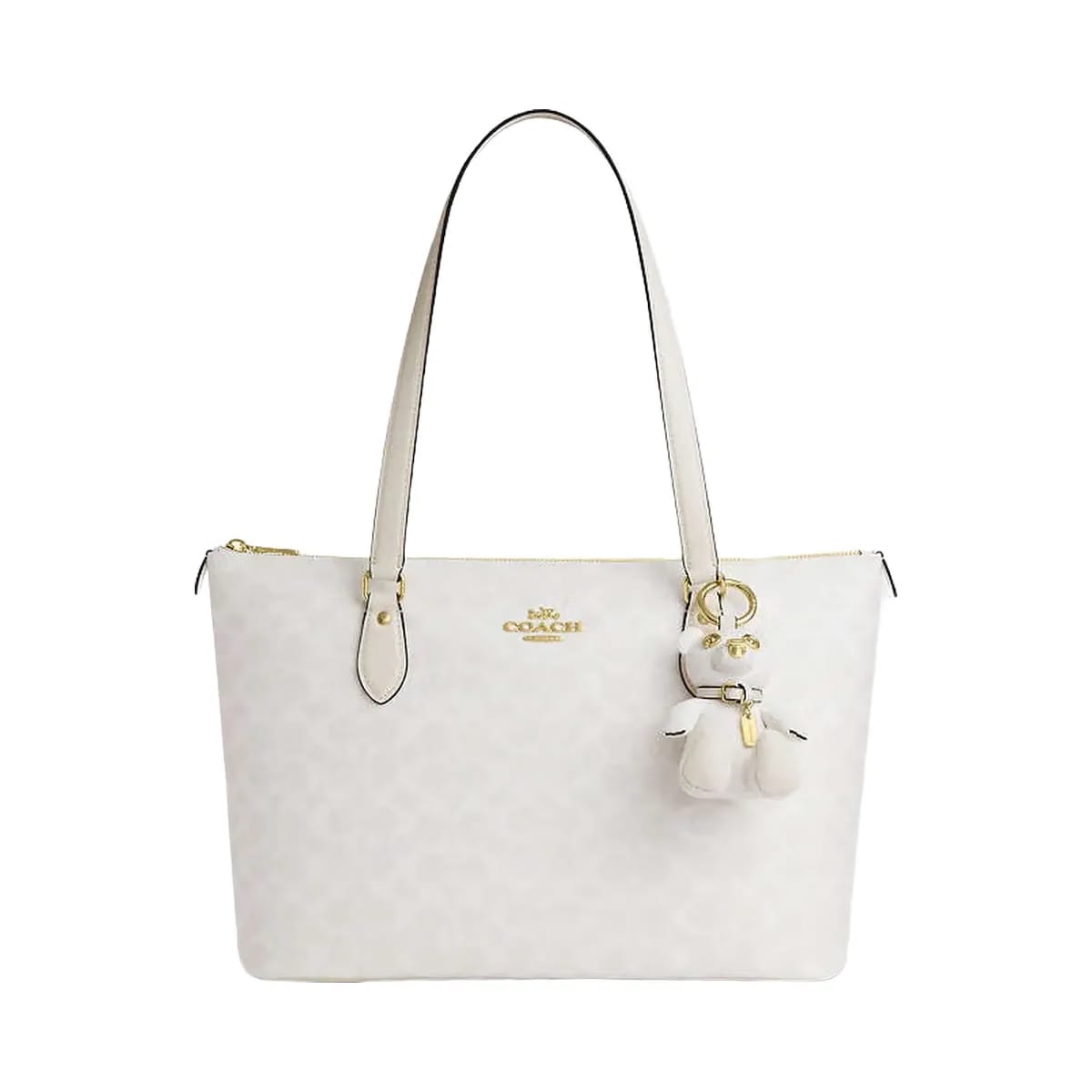 Coach Collectible Bear Bag Charm In Signature Canvas Gold-White-Chalk