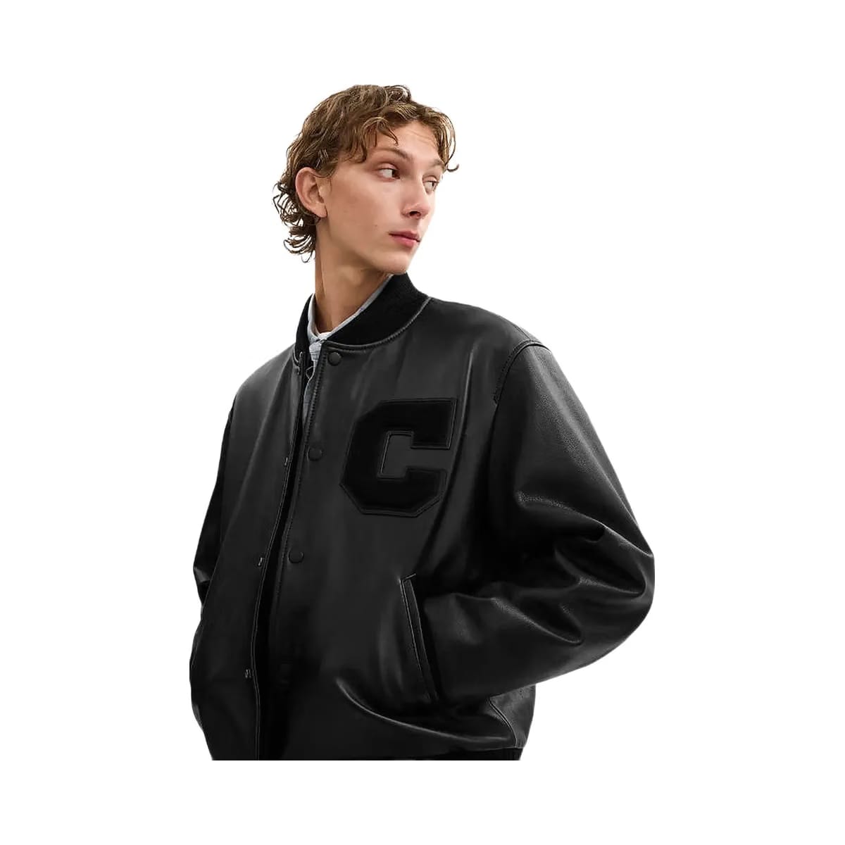 Coach Leather Varsity Jacket Black